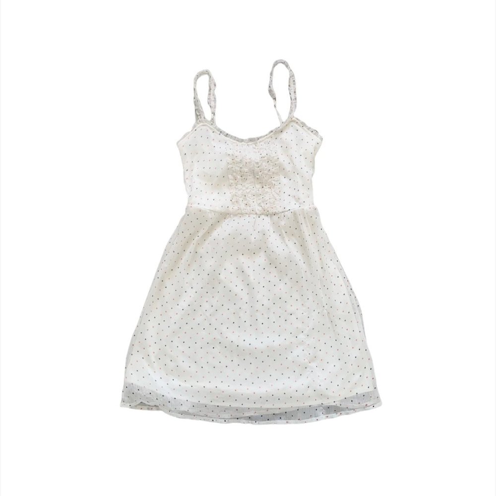 🌴Casual White Dress With Red And Blue Polka Dots